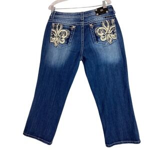 Miss Me Jeans Womens 34 Easy Cropped Low Rise JE5769EC2 Thick Stitched Embellesh